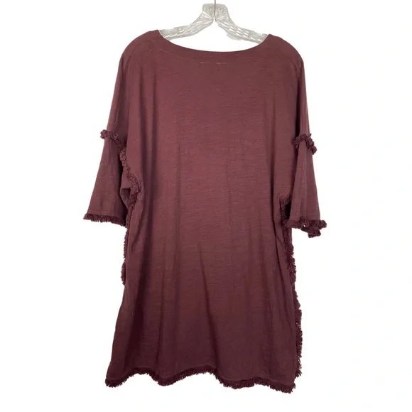 Umgee Burgundy Tie Front Taw Edge Top - Picture 2 of 4